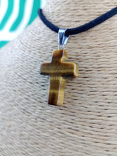 Cargar imagen en el visor de la galería, Colgante Cruz Ojo de Tigre
