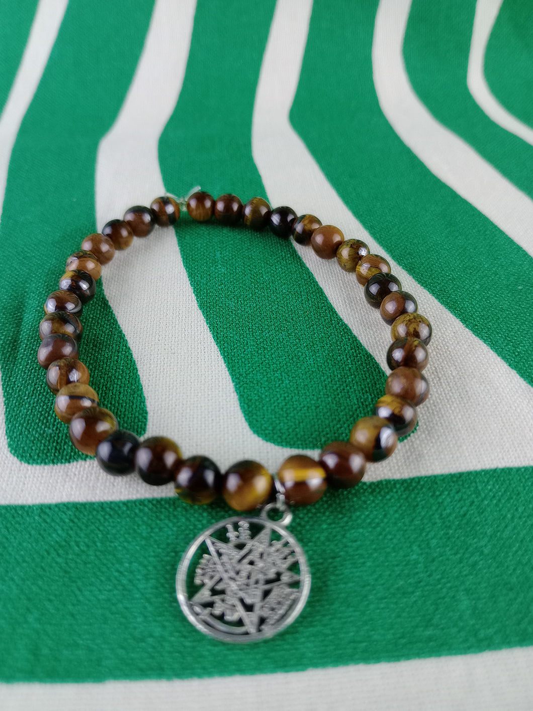 Pulsera Ojo de Tigre Doble Proteccion + Tetragramaton 6 mm