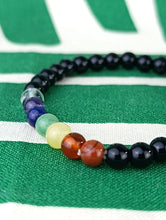 Cargar imagen en el visor de la galería, Pulsera 7 chakras y Agata Negra 6 mm
