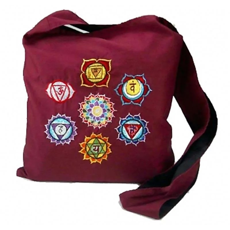 Bolso Burdeos Simbolos Chakras