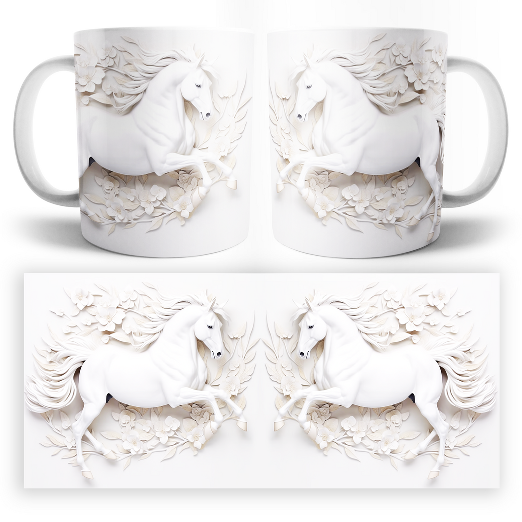 Taza Caballo Blanco 3D Mod. 1