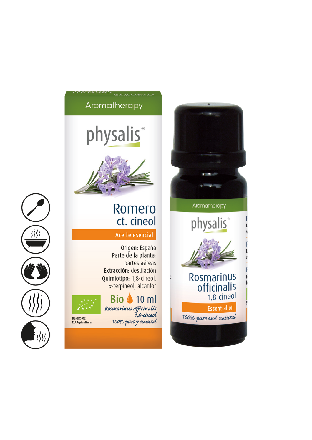 Aceite Esencial de Romero QT Cineol Ecológico 10 ml (Apto uso alimentario) Physalis