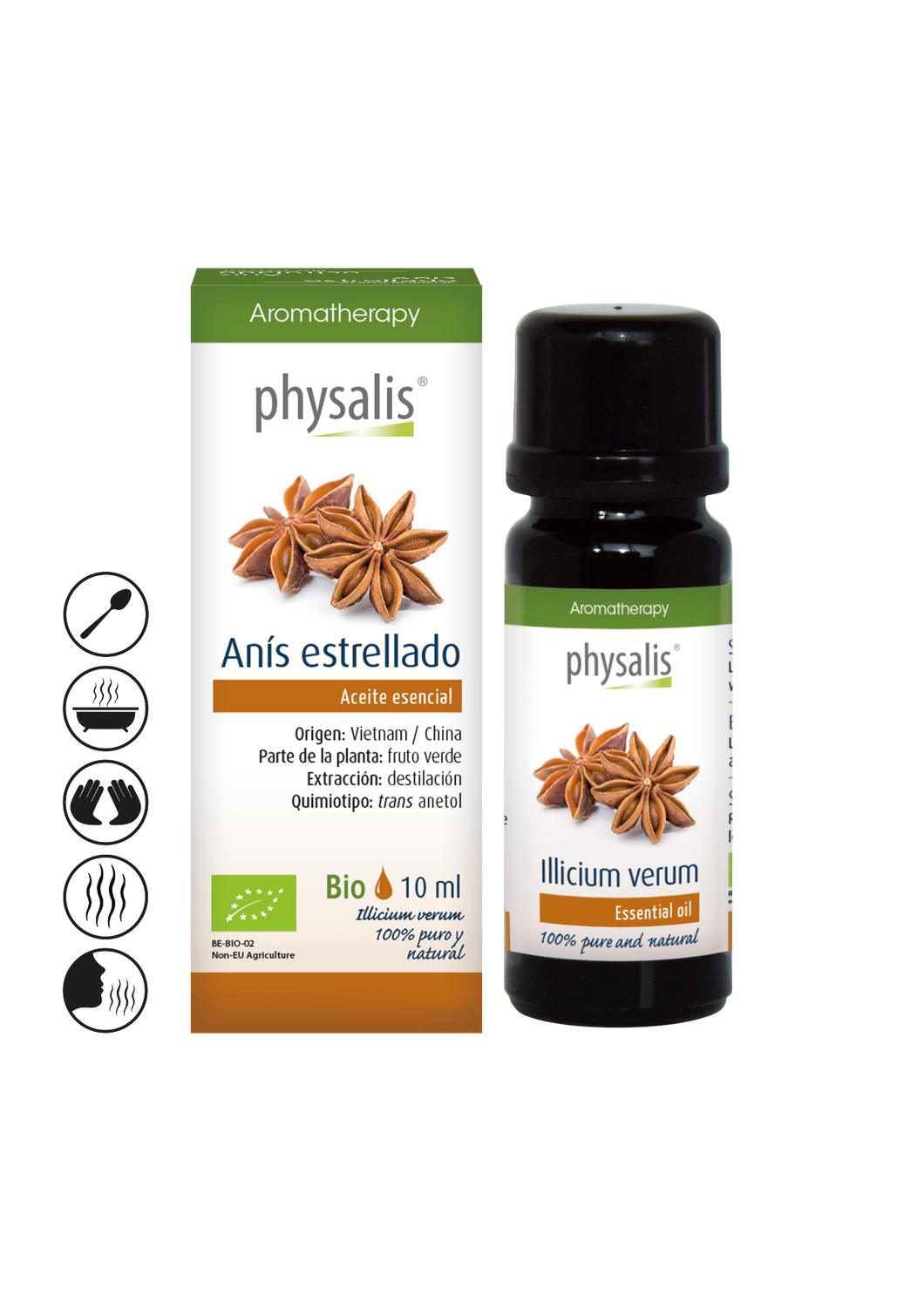 Aceite Esencial de Anís Estrellado Ecológico 10 ml (Apto uso alimentario) Physalis