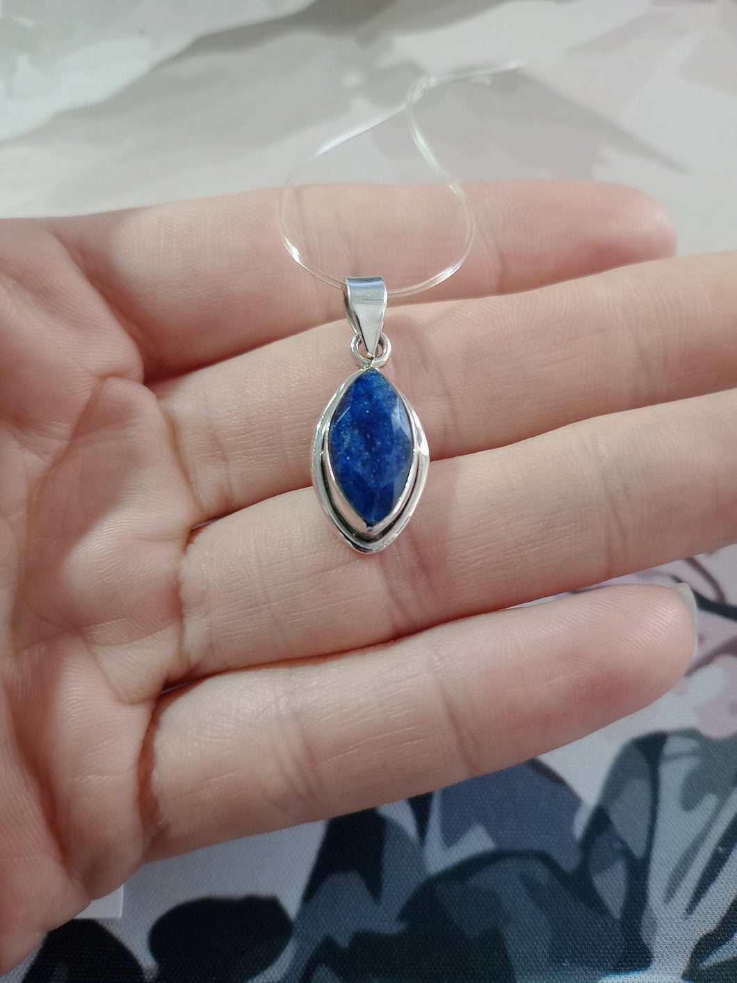 Colgante Plata Zafiro Grande Ojo Gato Liso