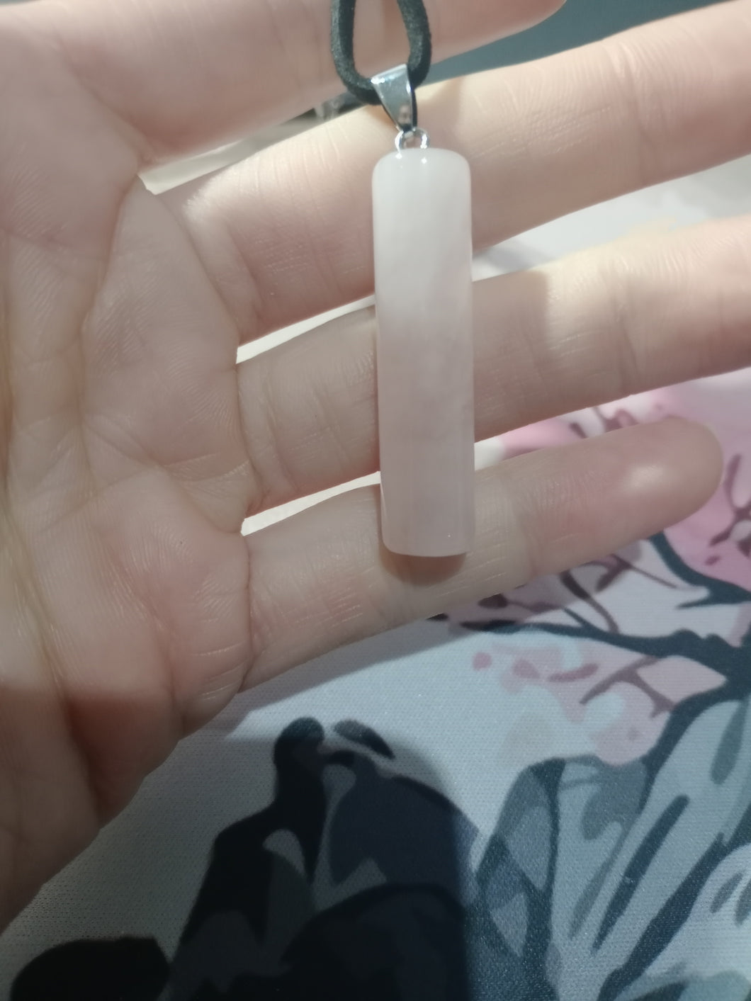 Colgante Cilindrico Cuarzo Rosa Mod. 3