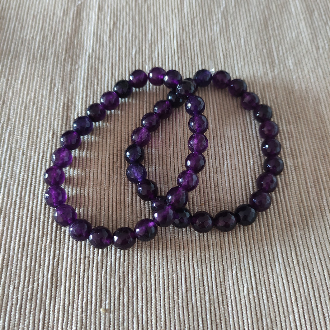 Pulsera Facetada Jade Morado 8 mm