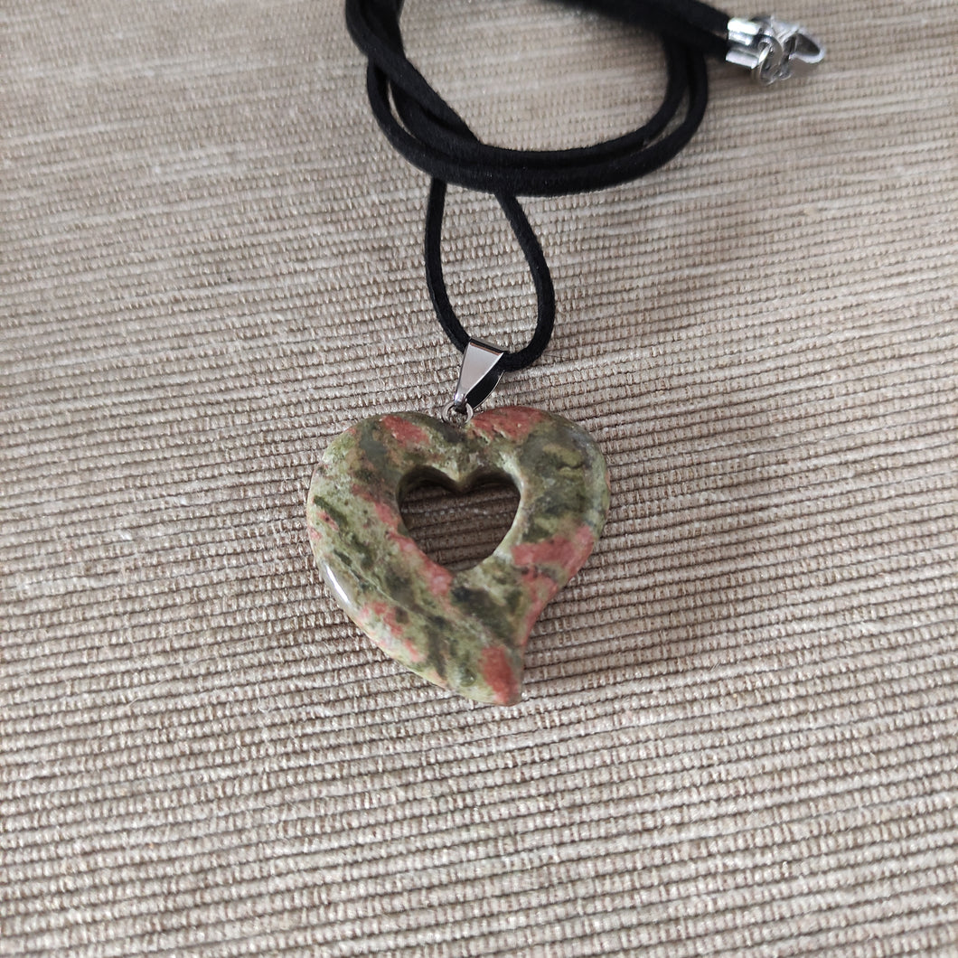 Colgante Jaspe Unakita Corazon Mod. 1