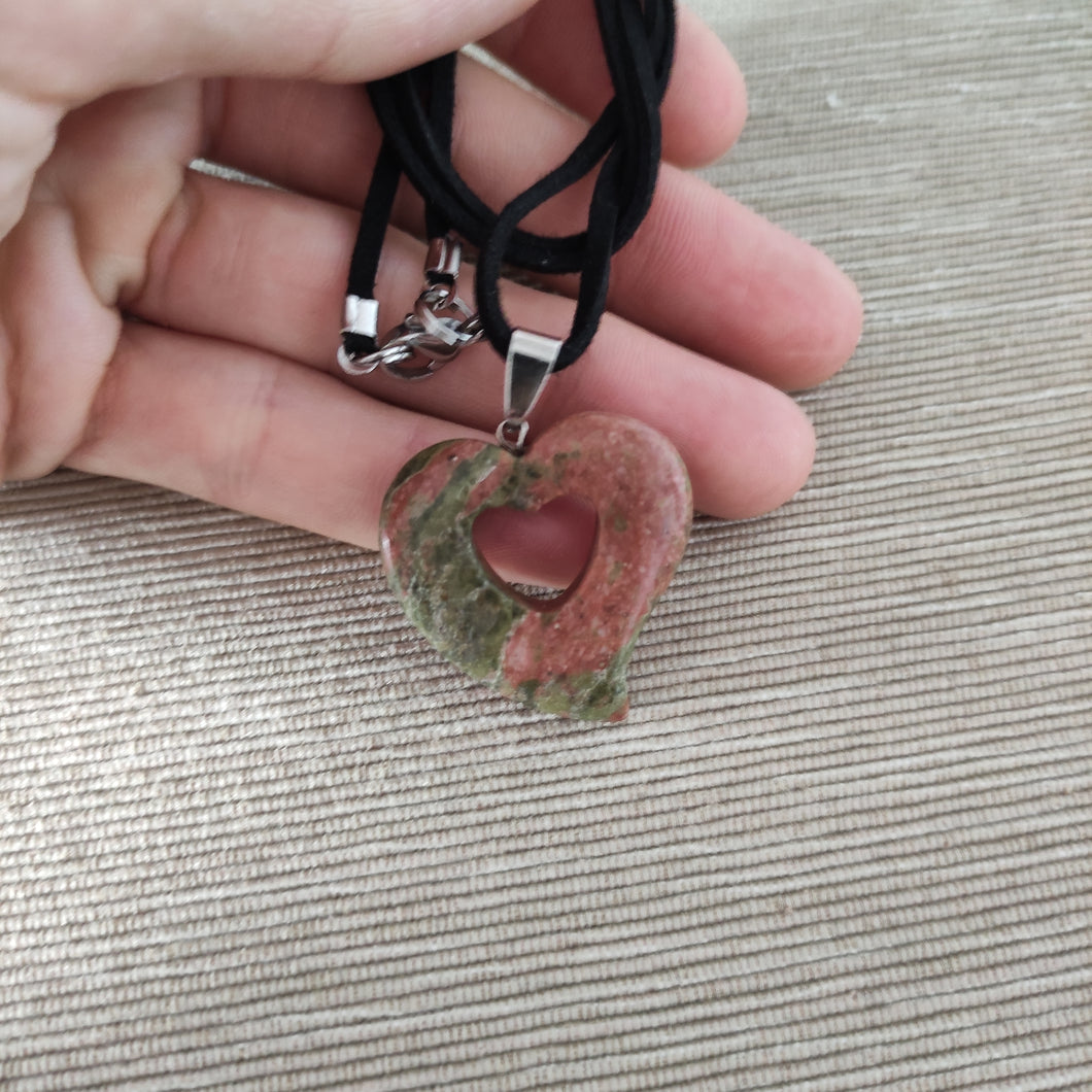Colgante Jaspe Unakita Corazon Mod. 2