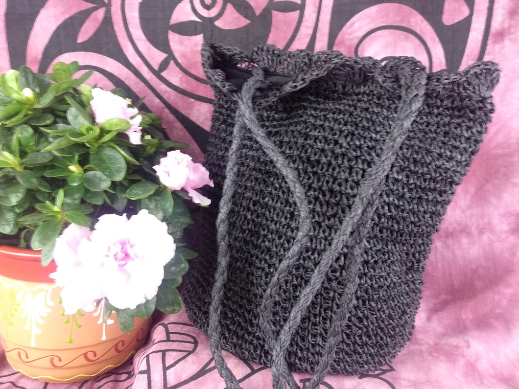 Bolso de Rejilla Negra Asas largas  (Forro interior)