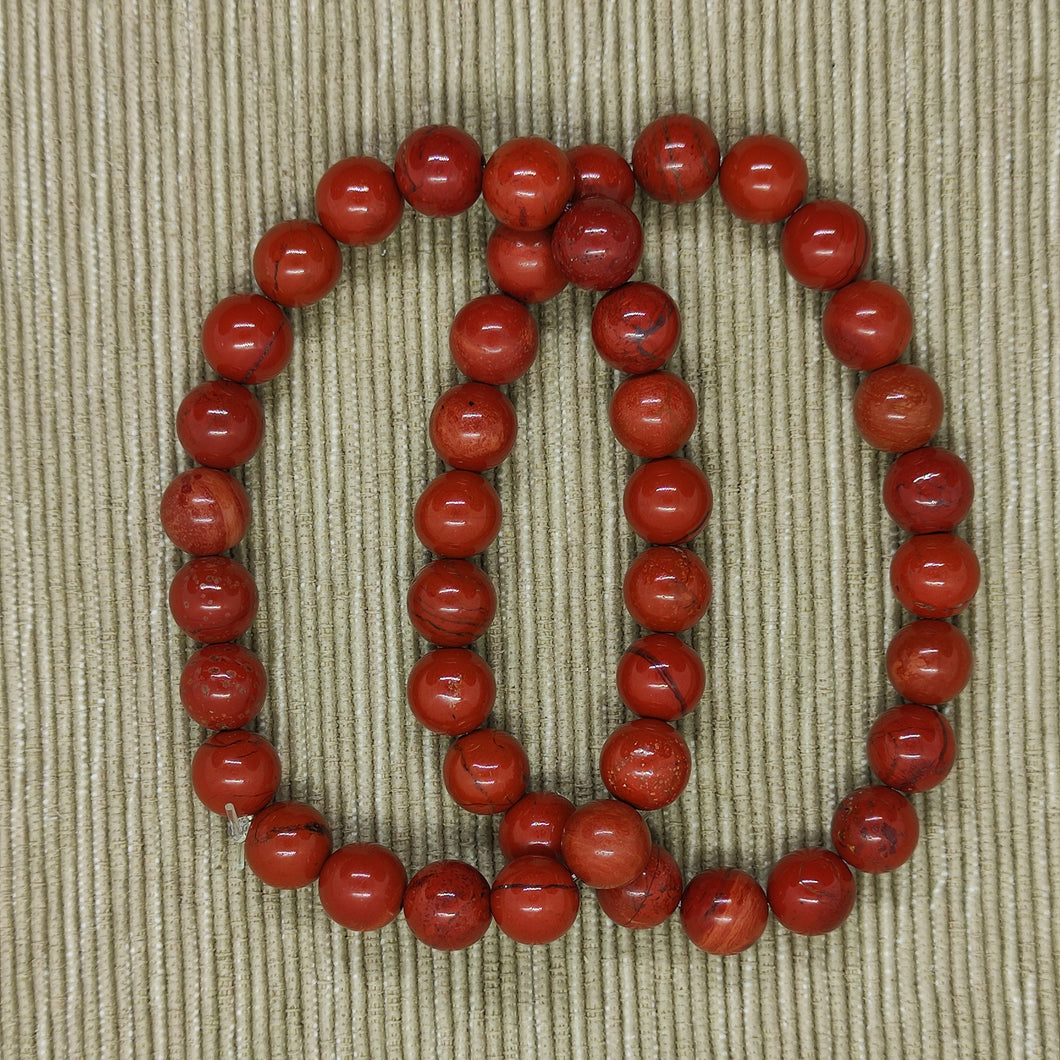 Pulsera Elástica Jaspe Rojo 8 mm