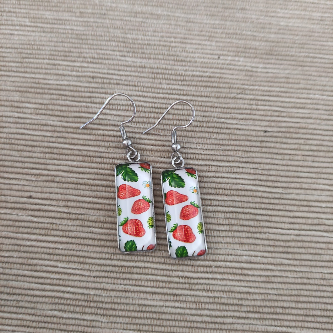 Pendientes Glass & Steel Fresas