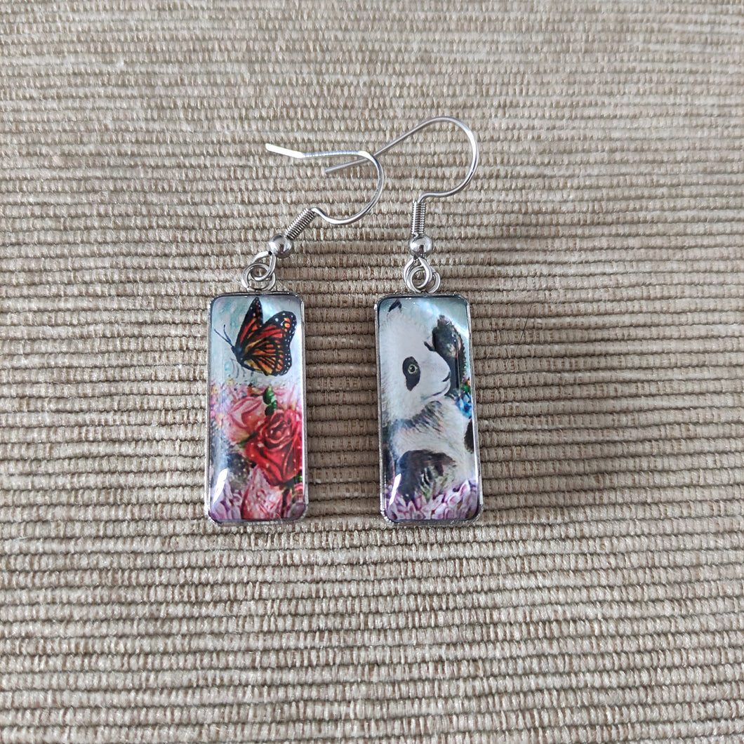 Pendientes Glass & Steel Panda Mariposa