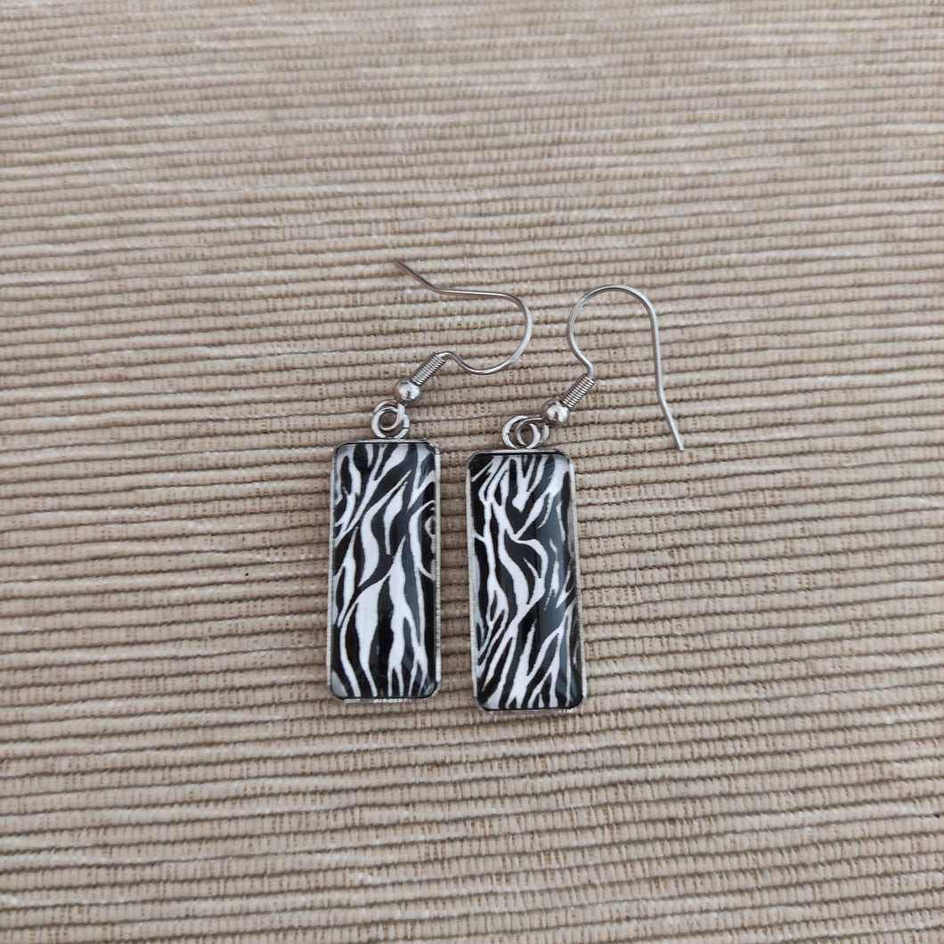 Pendientes Glass & Steel Cebra Rayas