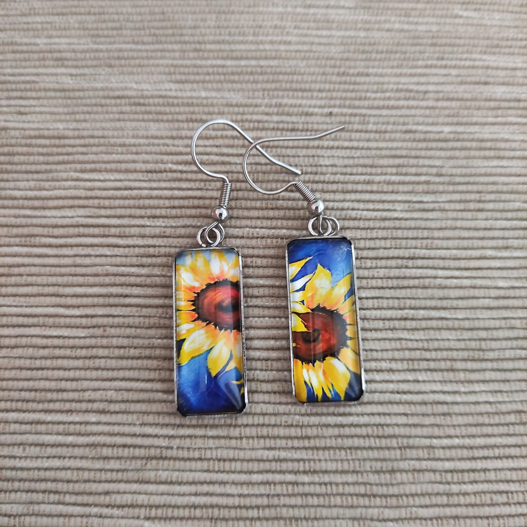 Pendientes Glass & Steel Girasoles