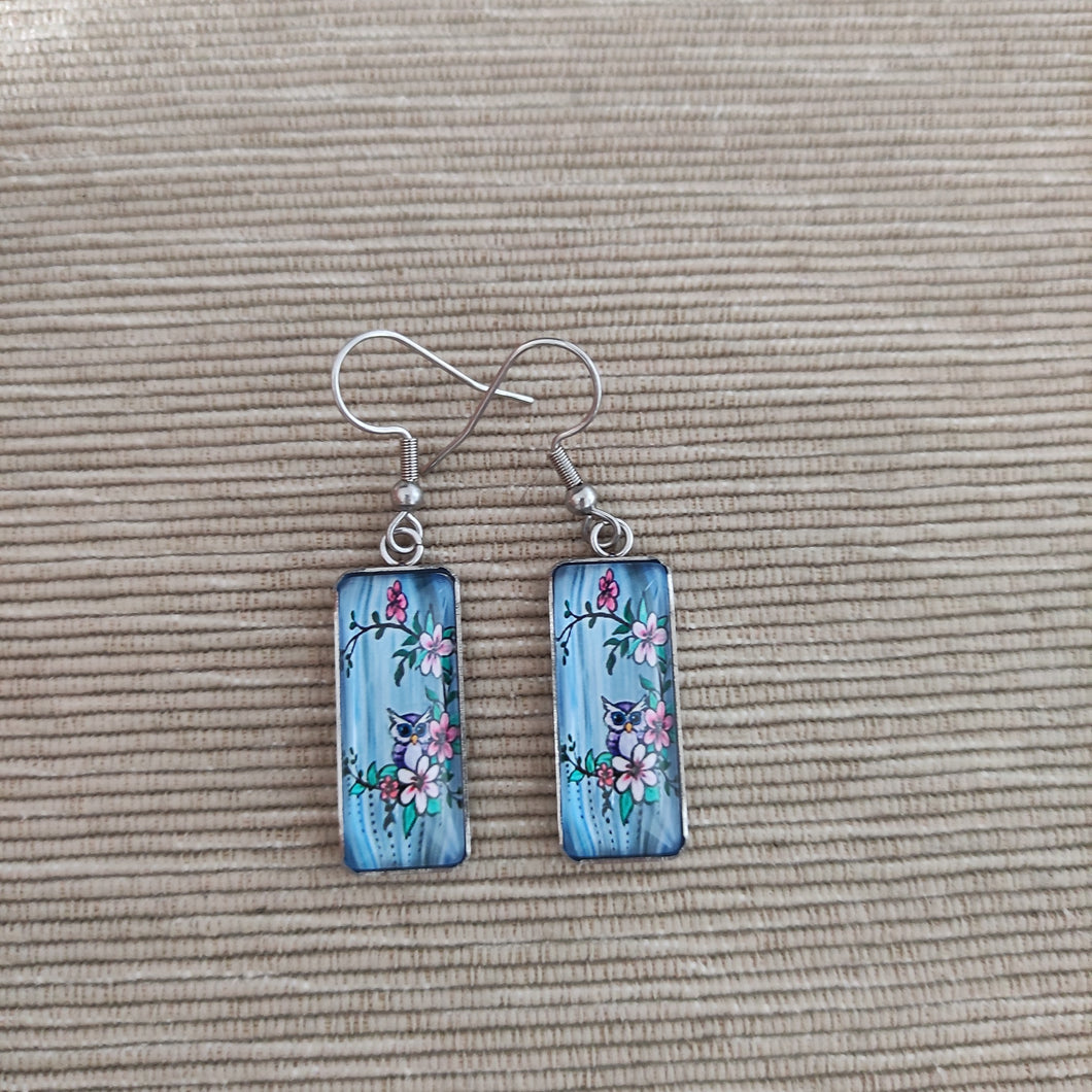 Pendientes Glass & Steel Buho Floral