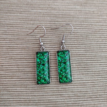 Cargar imagen en el visor de la galería, Pendientes Glass &amp; Steel Sirena Verde
