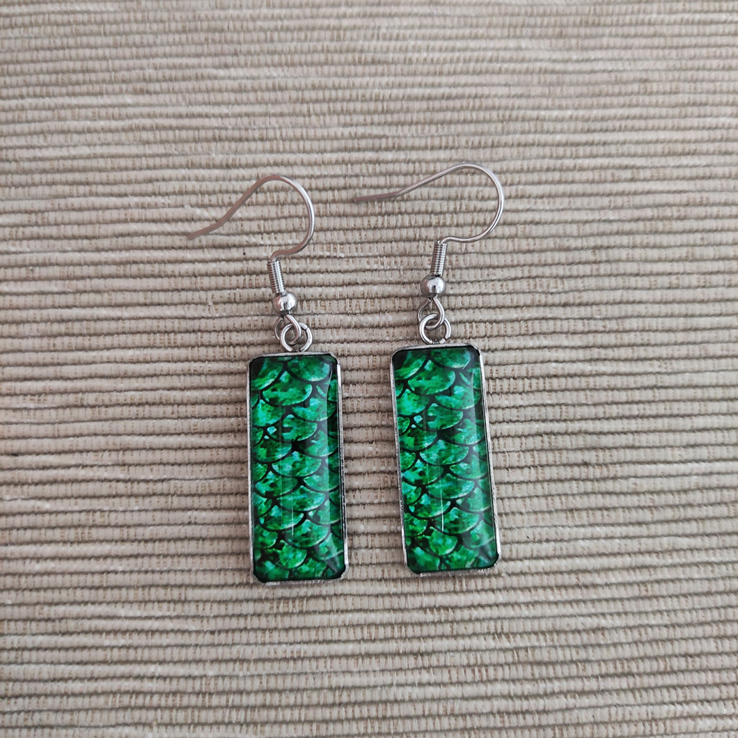 Pendientes Glass & Steel Sirena Verde