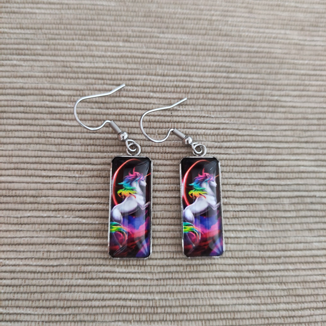 Pendientes Glass & Steel Unicornio