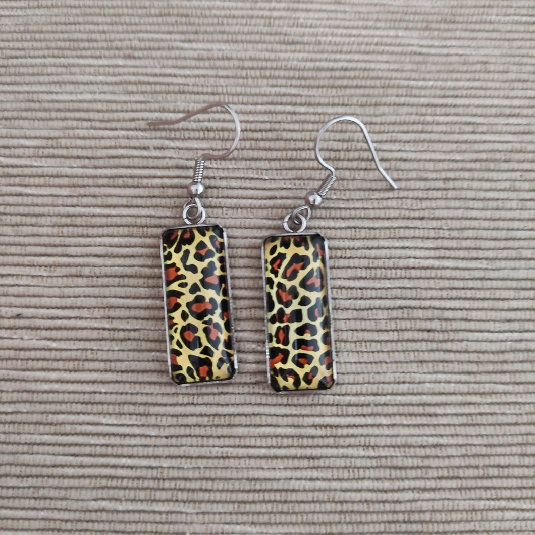 Pendientes Glass & Steel Leopardo