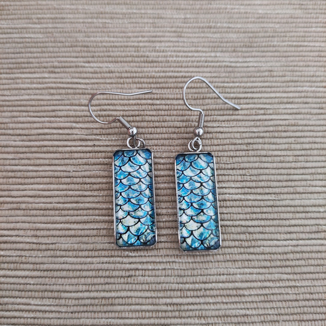 Pendientes Glass & Steel Sirena Azul