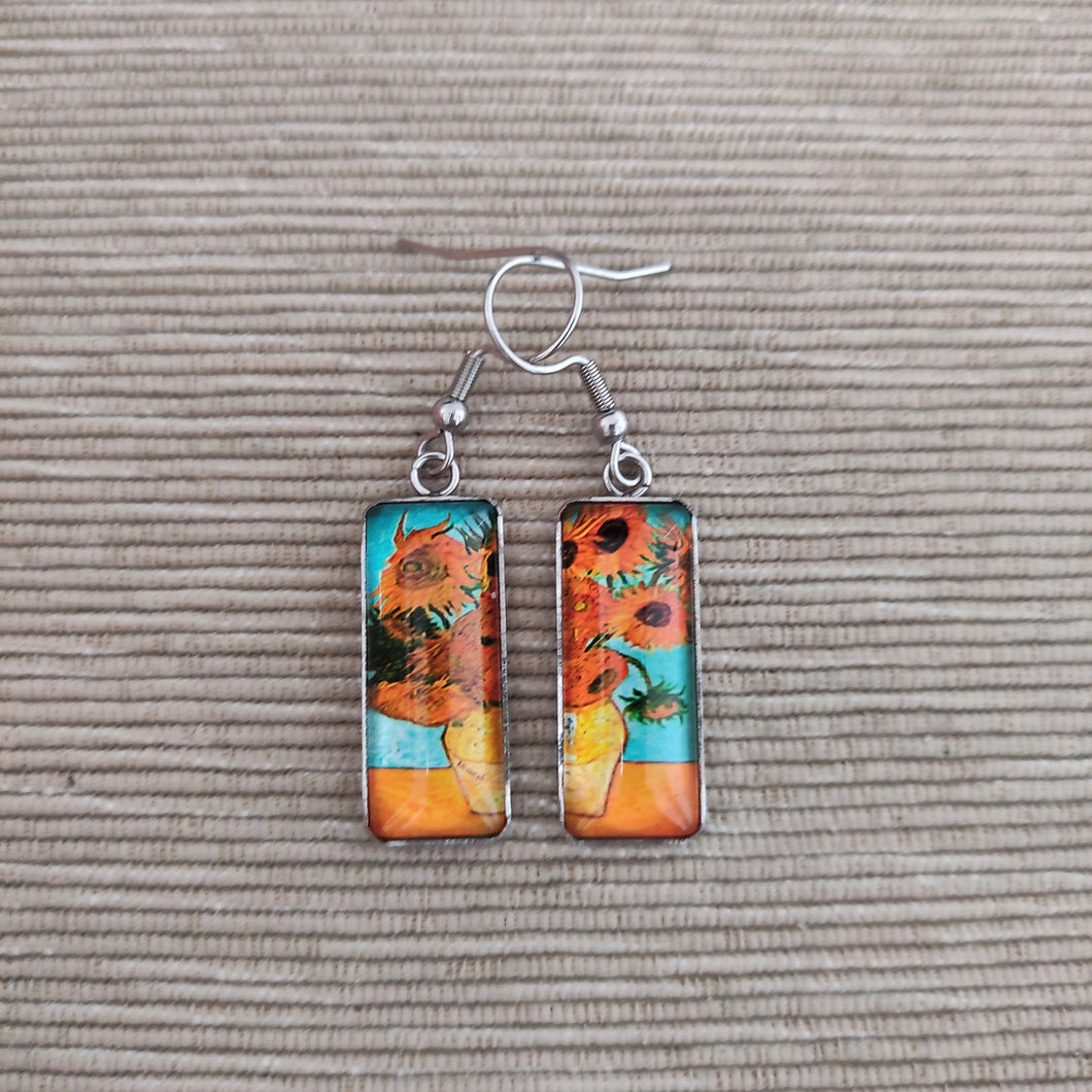 Pendientes Glass & Steel Los Girasoles de Van Gogh