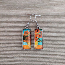 Cargar imagen en el visor de la galería, Pendientes Glass &amp; Steel Los Girasoles de Van Gogh
