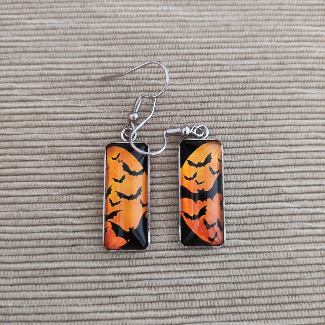 Pendientes Glass & Steel Murcielagos de Halloween