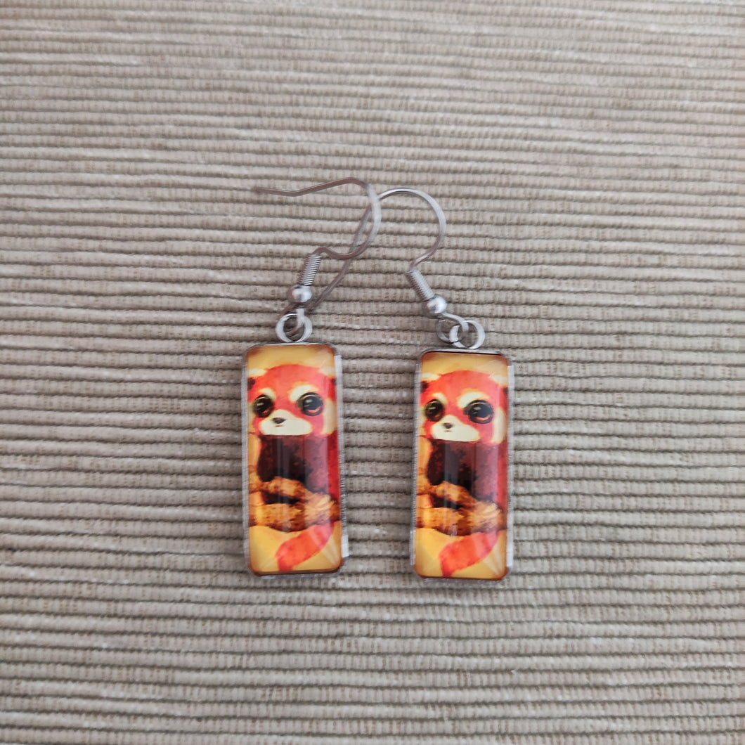 Pendientes Glass & Steel  Panda Rojo