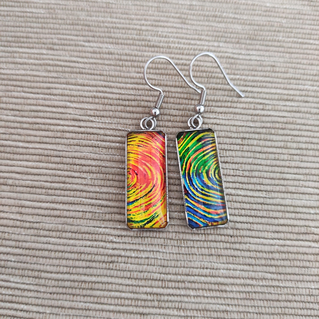 Pendientes Glass & Steel Ondas multicolor