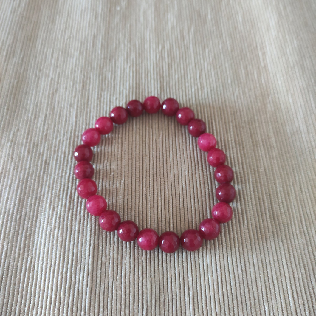 Pulsera Facetada de Jade Rojo 8 mm