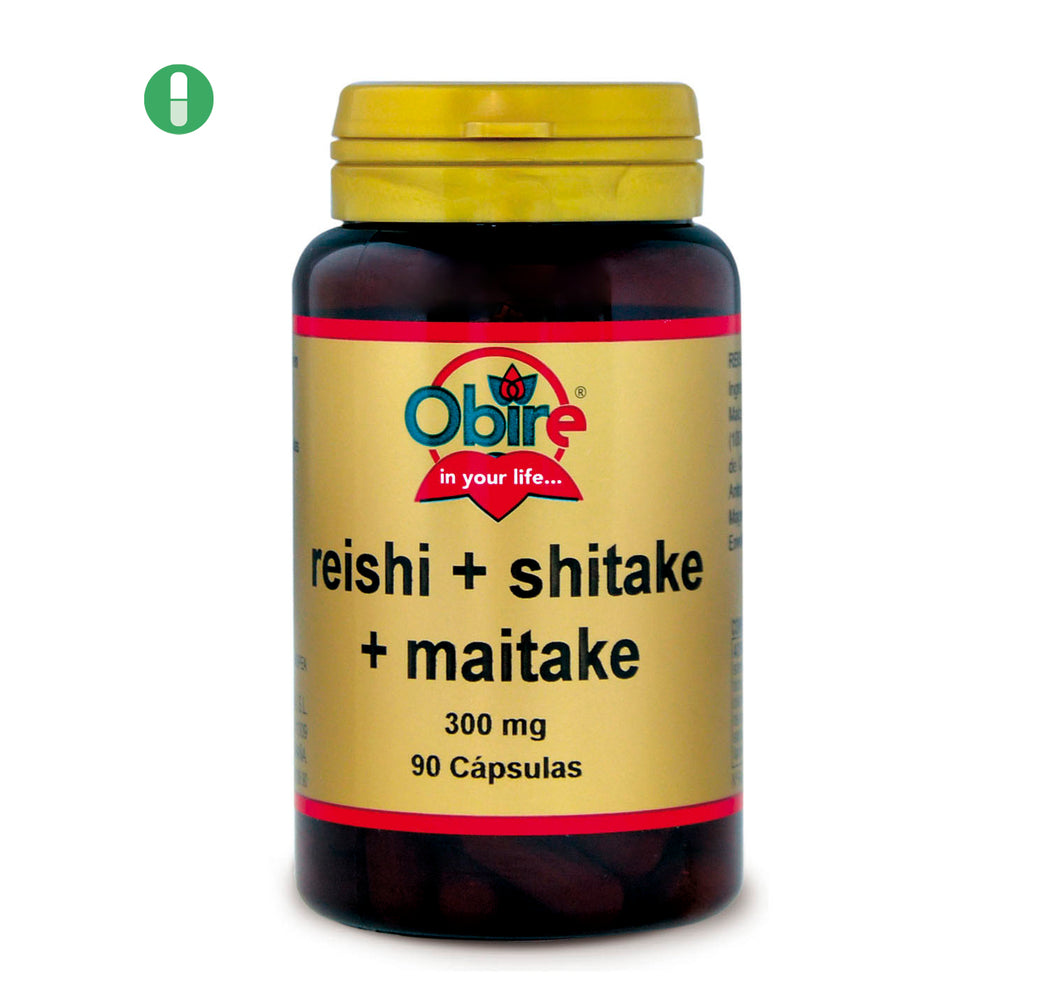 Reishi + shitake + maitake 300 mg. 90 cápsulas de Obire