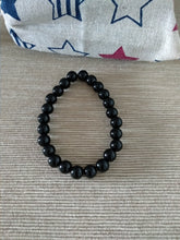 Cargar imagen en el visor de la galería, Pulsera Elástica Obsidiana Negra  8 mm
