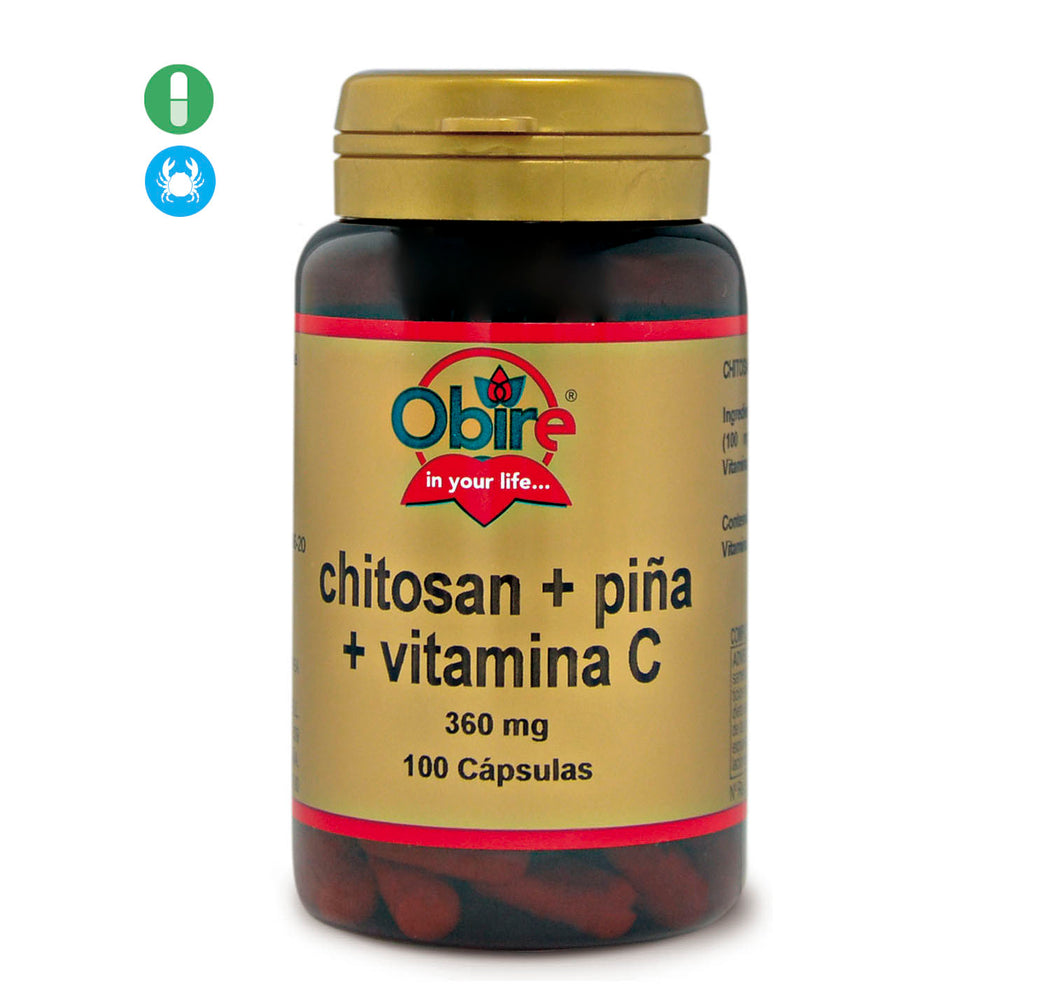 Chitosán + Piña + Vitamina C -100 capsulas Obire